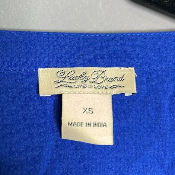 Lucky Brand Blue Pin Dot Tunic Blouse Size XS - Picture 5 of 7